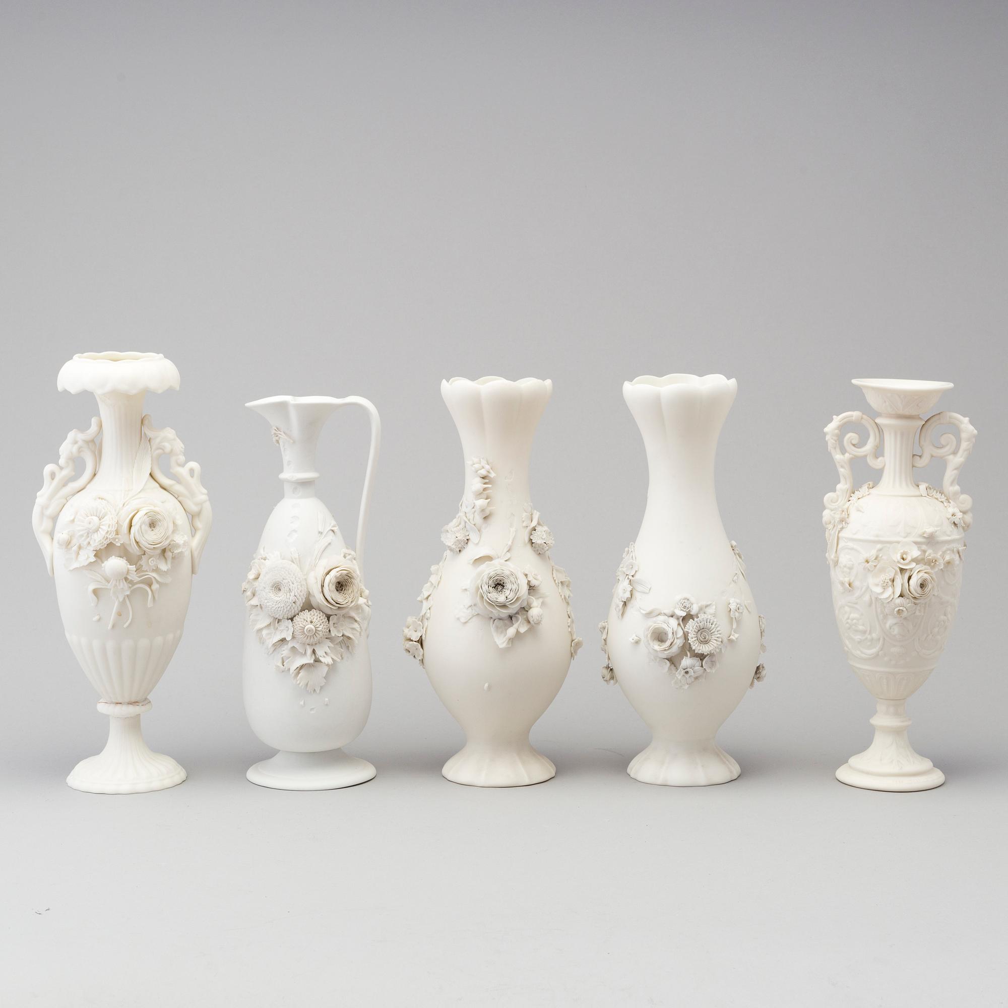 SIX PARIAN VASES, Gustafsberg, second half of the 19th century.