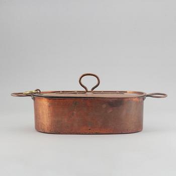 Four pans, copper, around 1900's.
