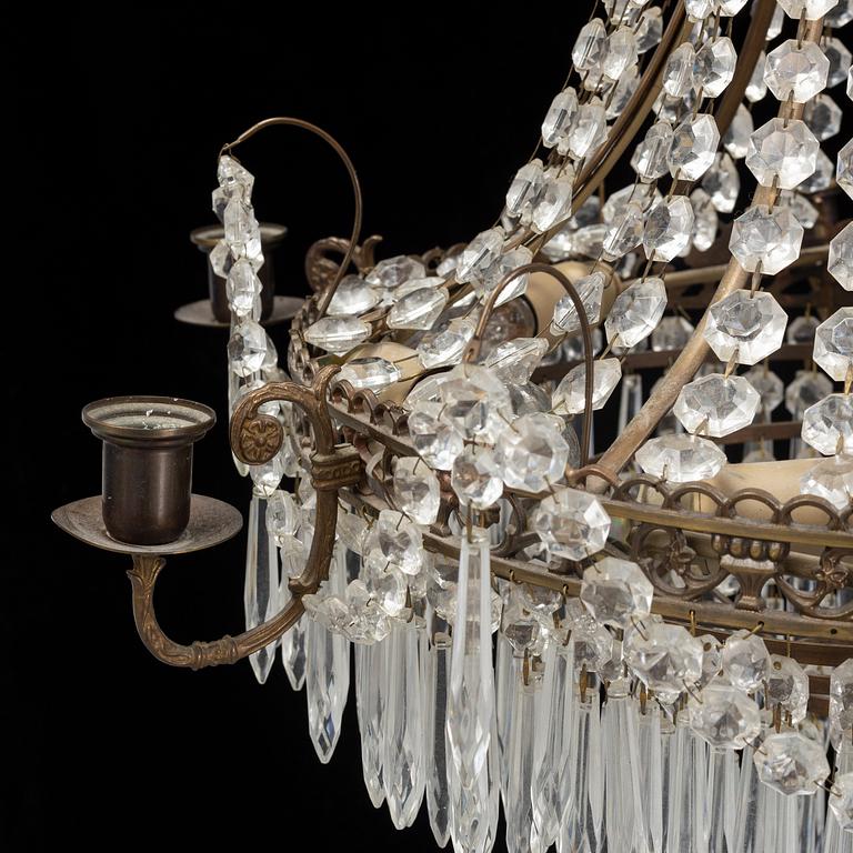 An Empire style chandelier, mid 20th century.