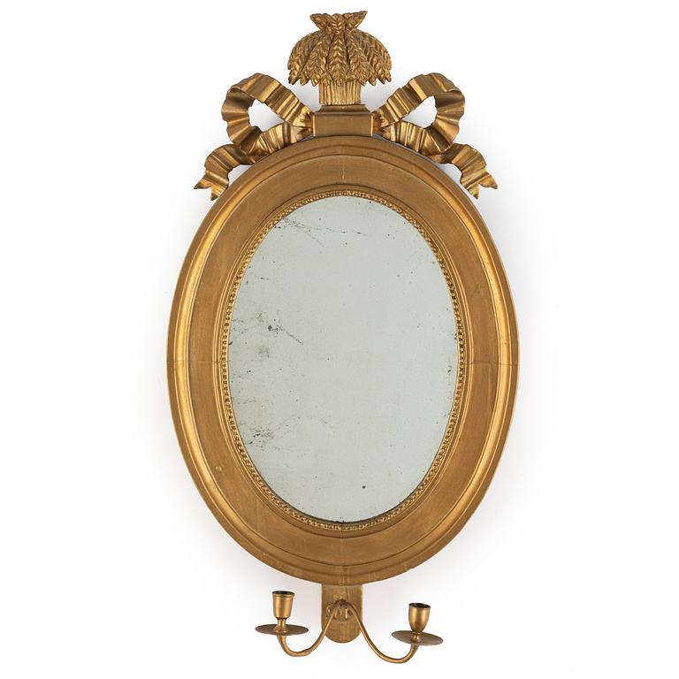 Spegellampett, för två ljus, gustaviansk stil, 1800-tal.