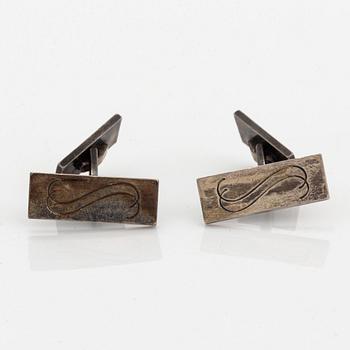 A monogram Wiwen Nilsson brooch, sterling silver with monogram, with box.