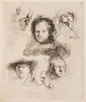 842. Rembrandt Harmensz van Rijn, "Head of Saskia and Others".