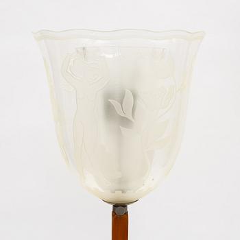 Birger Ekman, An elm and glass floor light, Glössner, first half of the 20th century.