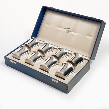 A set of eight Swedish silver beakers, mark of K. Torndals Jewellers Ltd, Stockholm 1958.