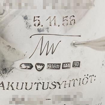 Tapio Wirkkala, silver ewer TW 77, Kultakeskus, Hämeenlinna 1955.
