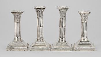 LJUSSTAKAR, 2+2 st. Silver, London och Sheffield, 1800-1900-tal.