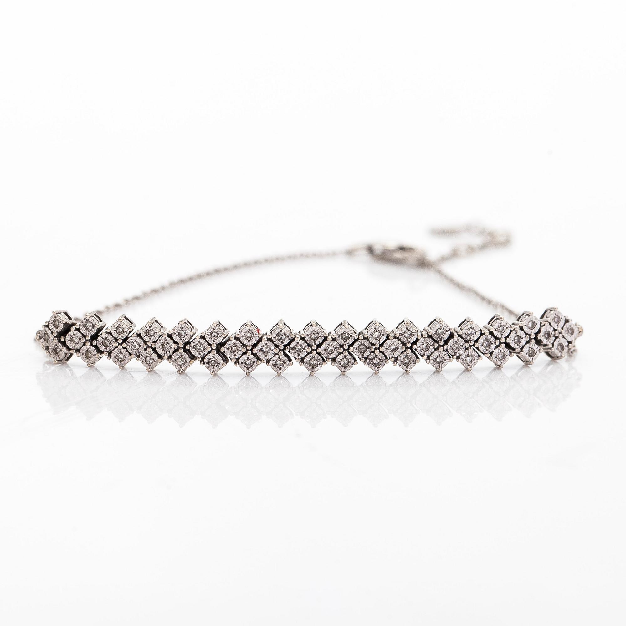 Armband, åttkantslipade diamanter, 14K vitguld.