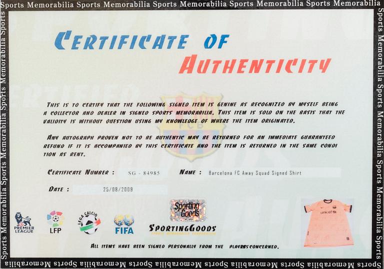 A ZLATAN IBRAHIMOVIC FC BARCELONA T-SHIRT WITH AUTOGRAPHES.