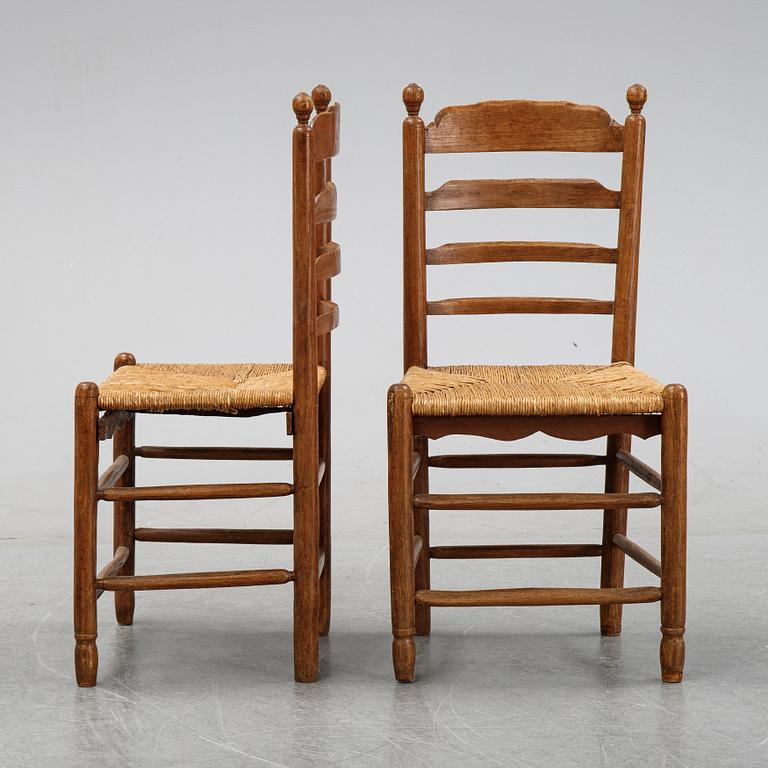 A set of six French ladder back, rush seat chairs, first half of the 20th century.