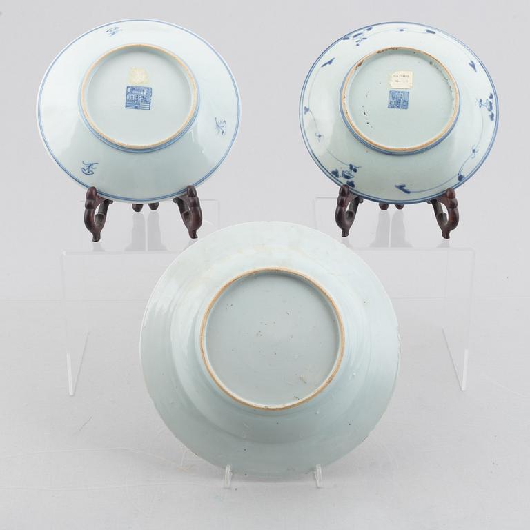 Six blue and white porcelain plates, China, Qing dynasty, 18th-19th century.