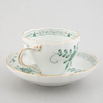 A 44-piece 'Indische Malerei Grün' porcelain service, Meissen, Germany.