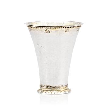 A Swedish 18th century parcel-gilt silver beaker, mark of Petter Davidsson, Norrköping 1766.