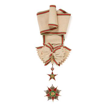 334. The Ottoman order of Nichan Chefakat, cross and sash of the order, Ottoman Empire.