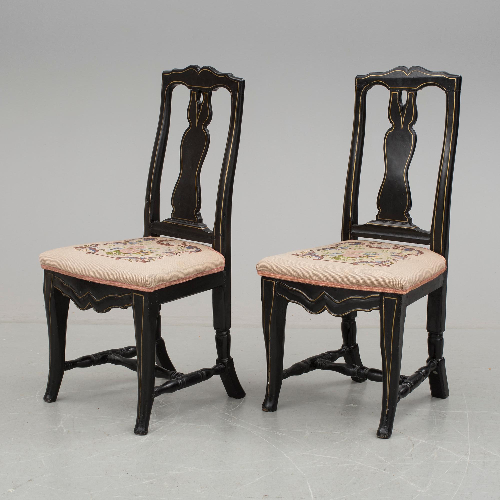STOLAR, ett par, barockstil, 1800-tal.