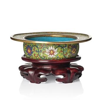 1043. A small cloisonne 'lotus' basin, late Ming dynasty.