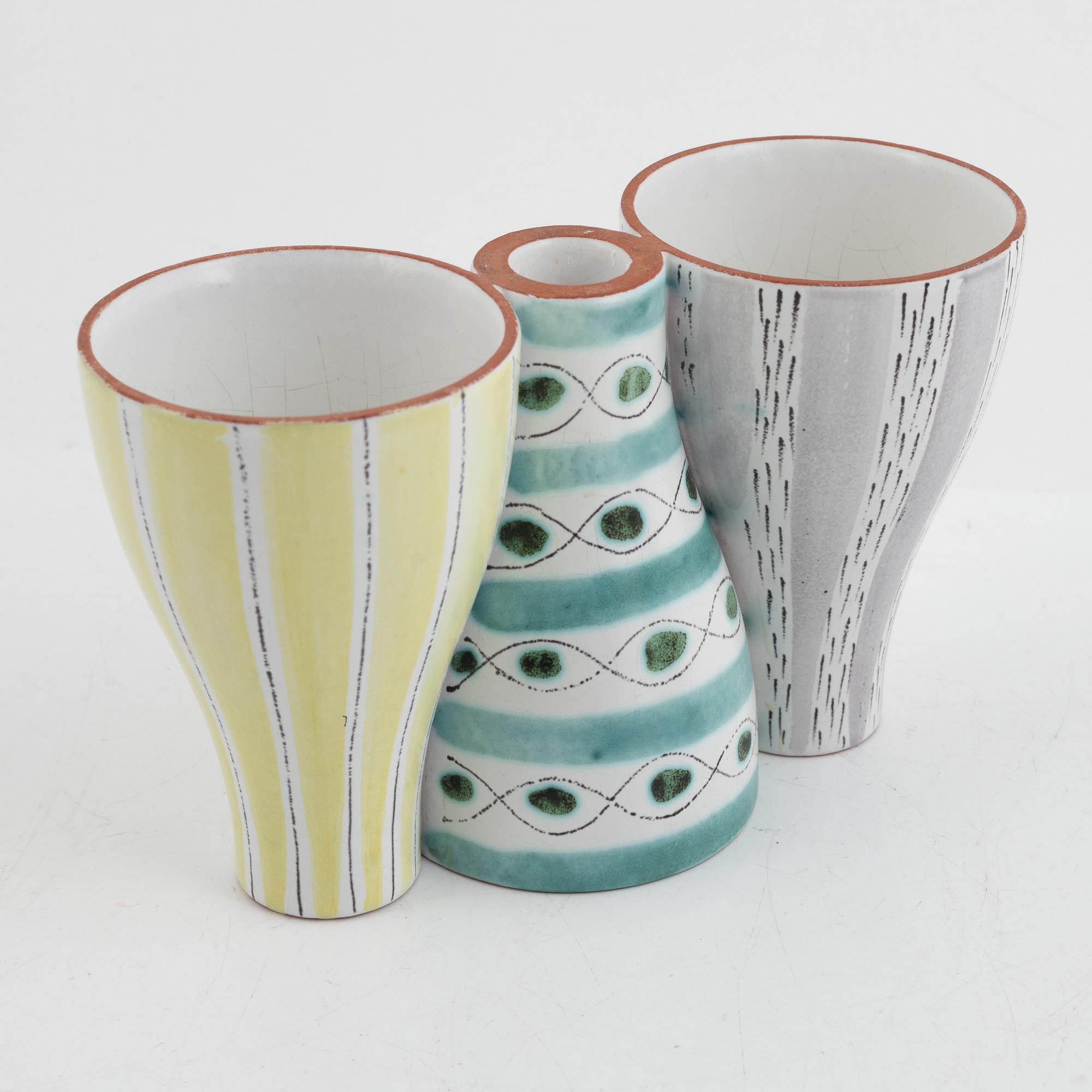 STIG LINDBERG スティーグ・リンドベルグ Stig Lindberg, a set of 7 stoneware miniature vases and 5
