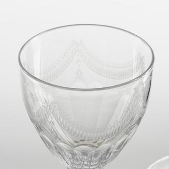 A pair of Gustavian style lidded glass vases, circa 1900.