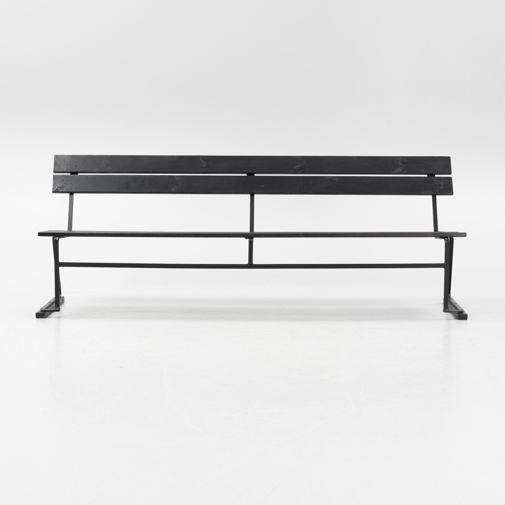 A 'Soffa5' iron and wood garden bench, Grythyttan.