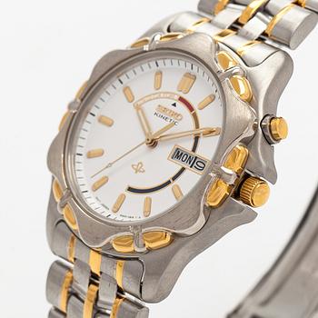 Seiko Kinetic wristwatch, 40 mm, gold / steel, plastic crystal, 1990s.