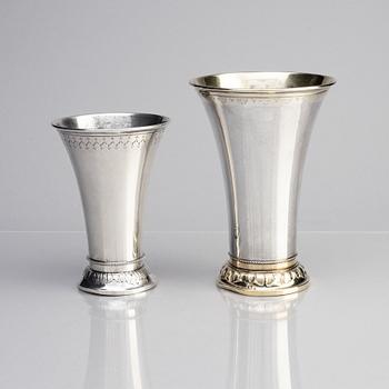 Two Swedish silver beakers, bearing the mark of K. Anderson Stockholm, 1900 and GAB Stockholm, 1947.