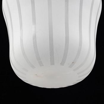 A Swedish Modern glass and brass ceiling light, Orrefors, 1940's.