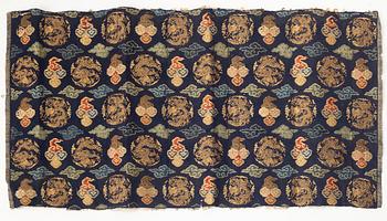 A Chinese silk fragment, Qing dynasty, 18/19th century.
