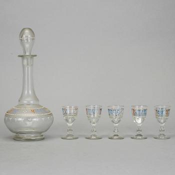 KARAFF MED GLAS, 5 st, Ryssland, 1900-tal.