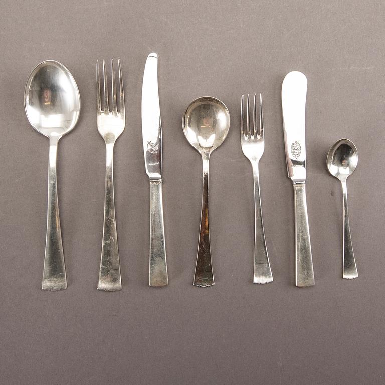 A Swedish set of 94 pcs of silver cutlery mark of CG Hallberg Stockholm 1940s total weight 2560 gr.