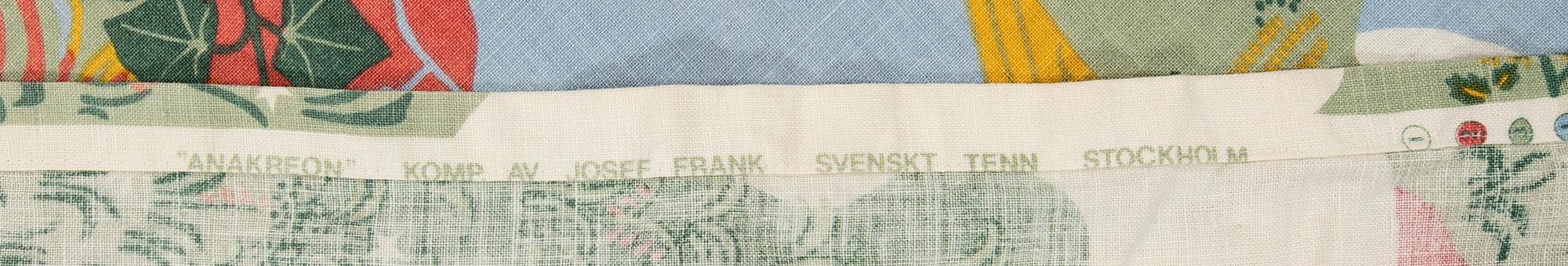 Josef Frank,  Gardin två längder "Anakreon" för Firma Svenskt tenn linne ca 255x113 cm vardera.