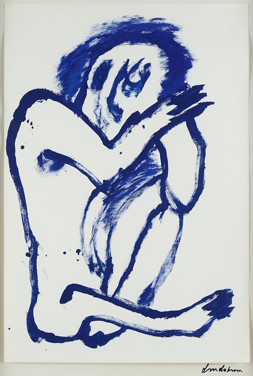 Bengt Lindström, acrylic on paper, signed with stamp, certified verso by Curt Aspelin, executed in the 2000s.