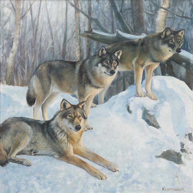 Slava Kliuchnikov, Vintermotiv med tre vargar.