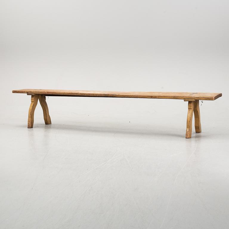 A painted pine bench, 19th Century.