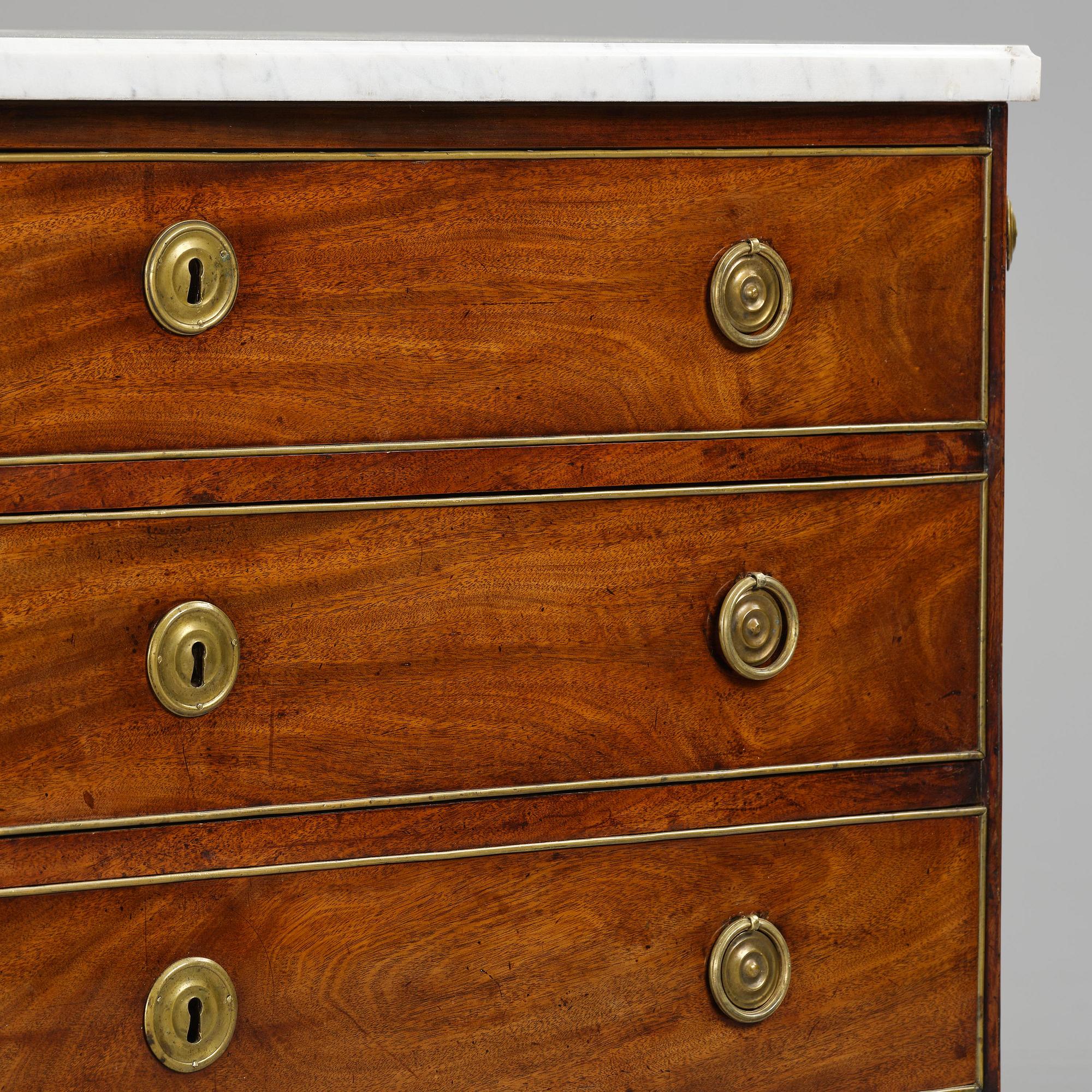 A late Gustavian mahogany commode, Stockholm, late 18th century.