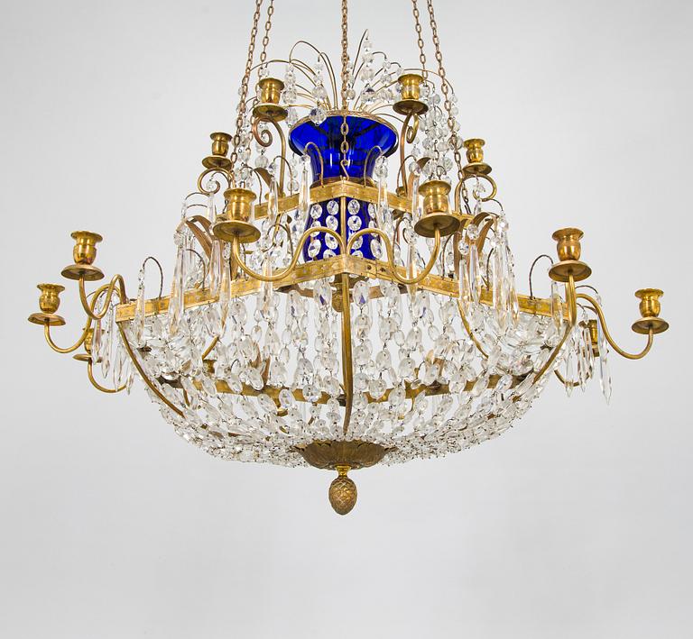 A 19th-century eighteen-candle chandelier from Saint Petersburg.