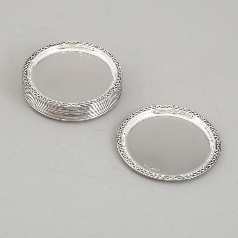 COASTERS, 12 st, silver, GAB, Stockholm 1967.