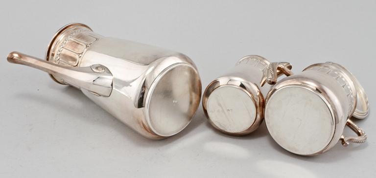 KAFFESERVIS, 3 delar, Wurttembergische Metallwarenfabrik, WMF, omkring 1910.