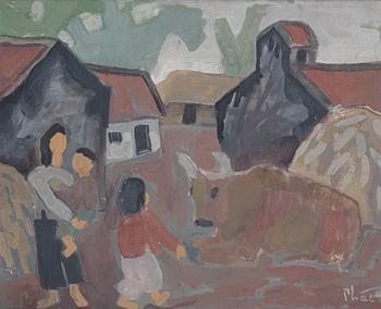 1029. Bui Xuan Phai, Bui Xuan Phai, Bui Xuan Phai, Vietnam (1920-1988), Mor och barn i stadslandskap.