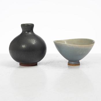 Berndt Friberg, a stoneware vase and a bowl, Gustavsberg, "ankargods" 1939-44 and Gustavsberg Studio 1961.