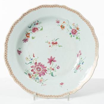 A set of five famille rose plates and four soup plates, Qing dynasty, Qianlong (1736-95).