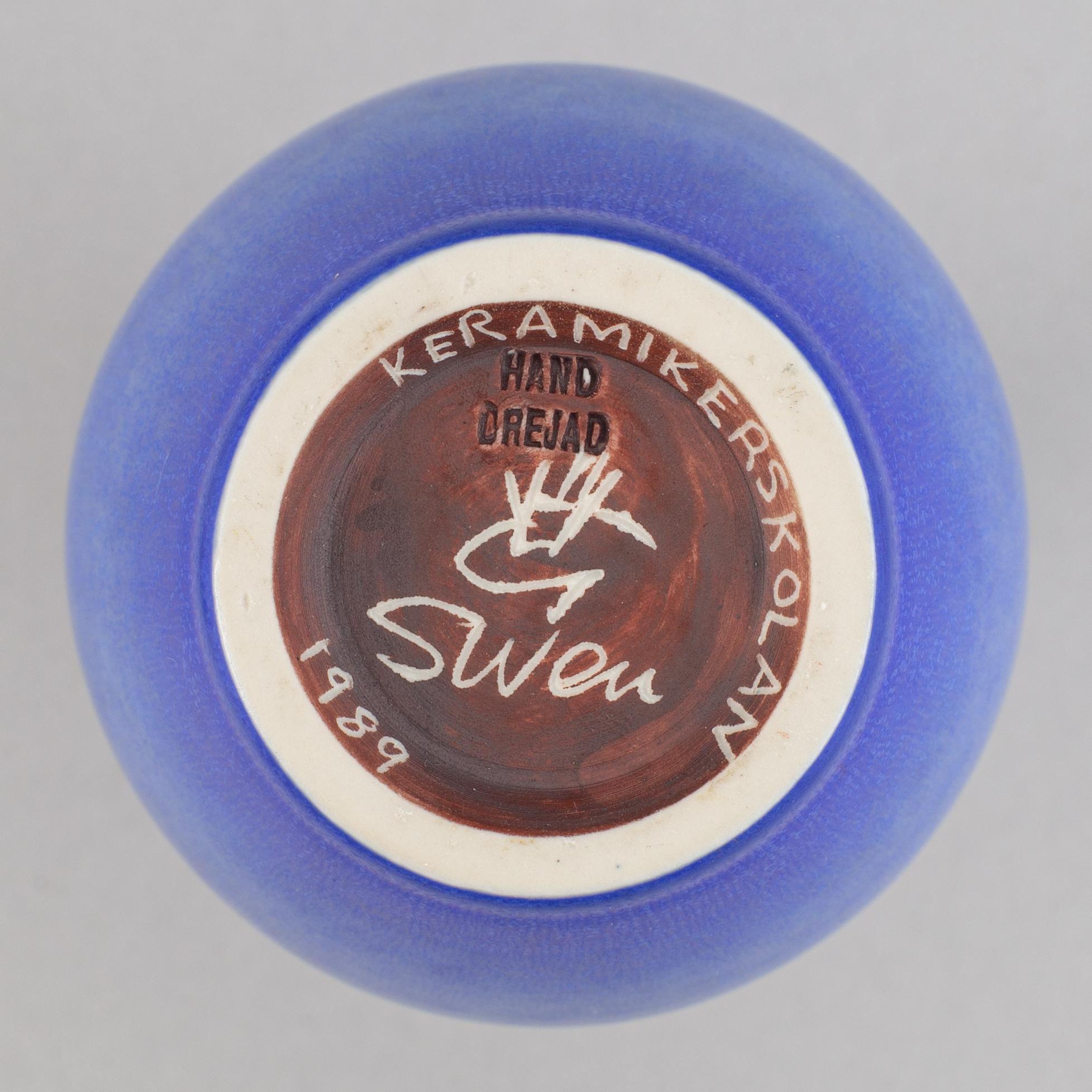 Sven Wejsfelt, a set of three stoneware vases for Gustavsbergs studio, 1980, 1987 and 1989.