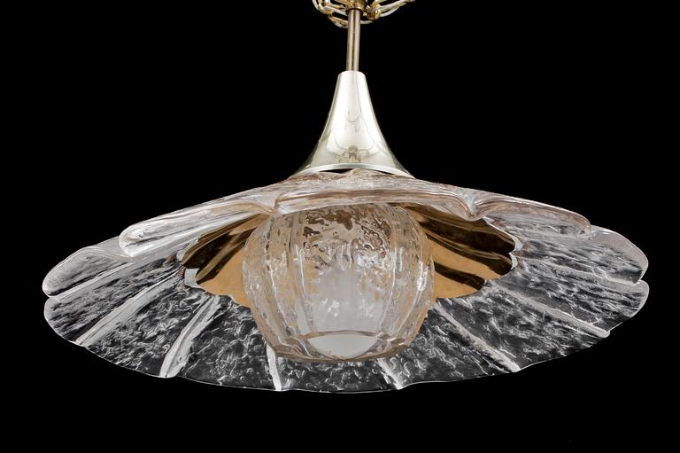 TAKLAMPA, glas, modell 2335/311, Lars Hellsten, Orrefors, 1970-tal. Höjd ca28cm.