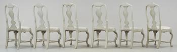 Four + two Swedish Rococo chairs.