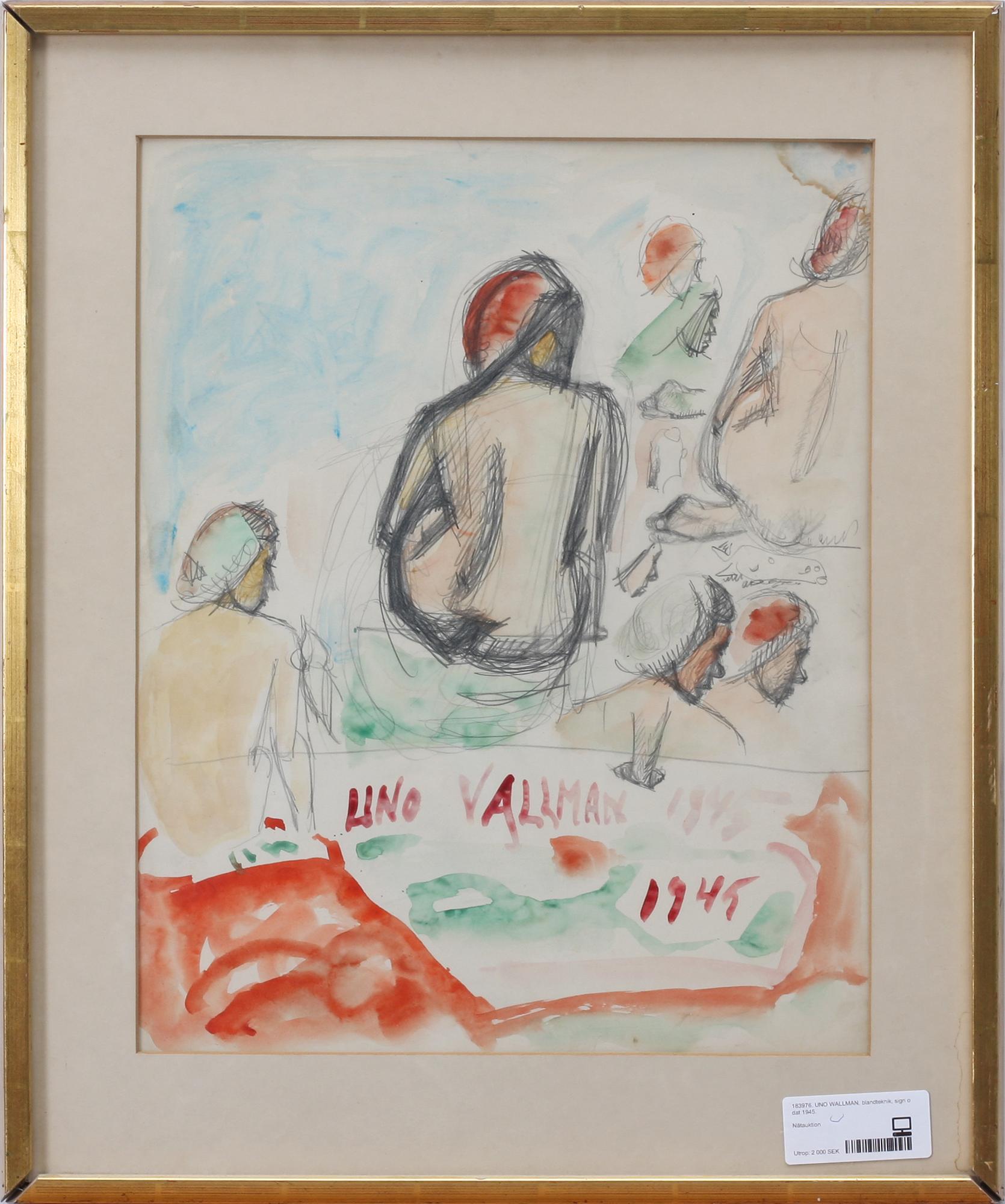 UNO VALLMAN, blandteknik, sign o dat 1945.