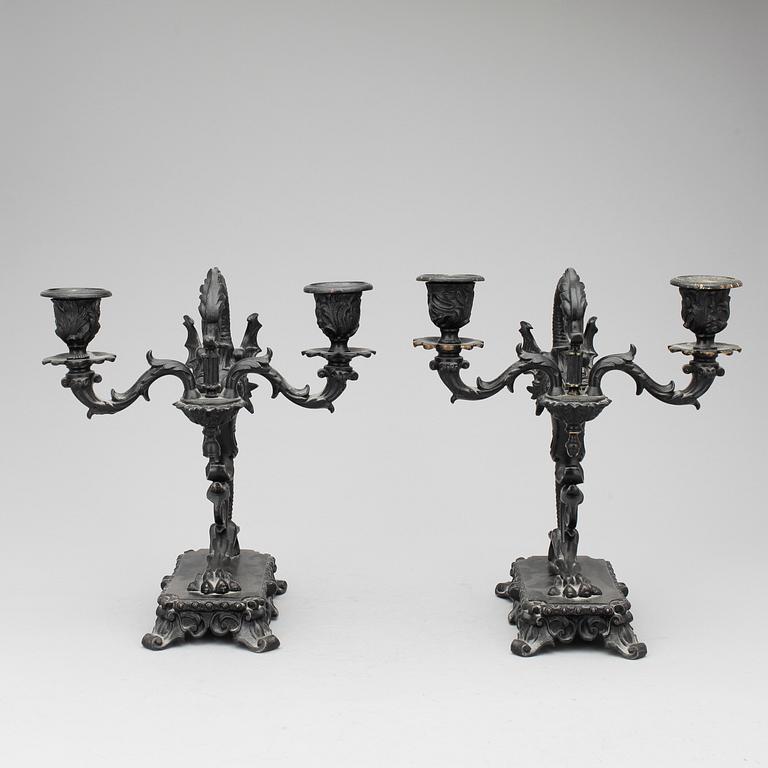 KANDELABRAR, ett par metall, Eklektiska, 1800-talets andra hälft.