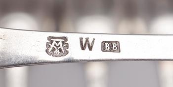 MATSKEDAR, 6 st, silver, bl a Lorenz Vick, Ulricehamn, 1773. 1700-tal. Totalvikt ca 285 gram.