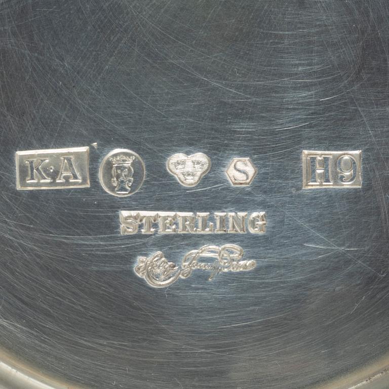 A three-piece silver coffee service by Helge Lindgren for K. Andersson, Stockholm, 1958.