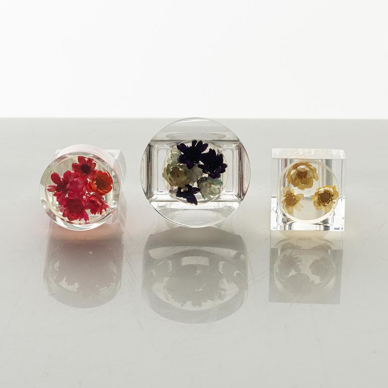 Siv Lagerström, three acrylic rings, 1970s.