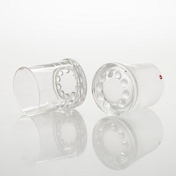 Timo Sarpaneva, drinking glasses, 16 pcs, "Helminauha" (Pearl Band), Iittala 1964-1973.