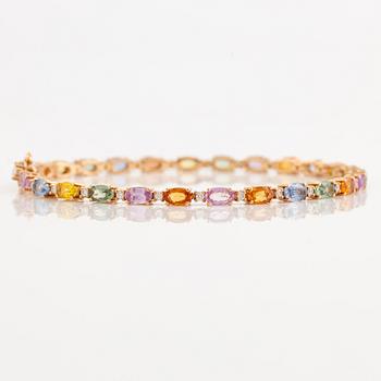 Bracelet 18K gold with multi-coloured sapphires and brilliant-cut diamonds.
