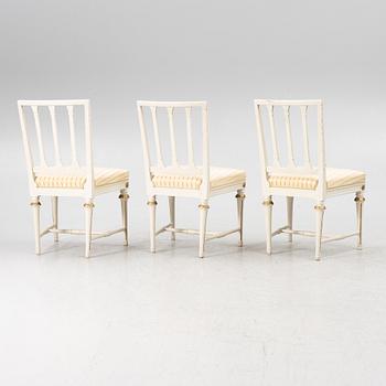 Stolar, 3 st, sengustavianska, Stockholm, omkring 1800.